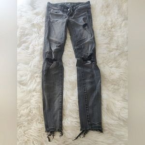 American Eagle AE Black Denim Distressed Super Stretch X Hi Rise Jegging Jeans